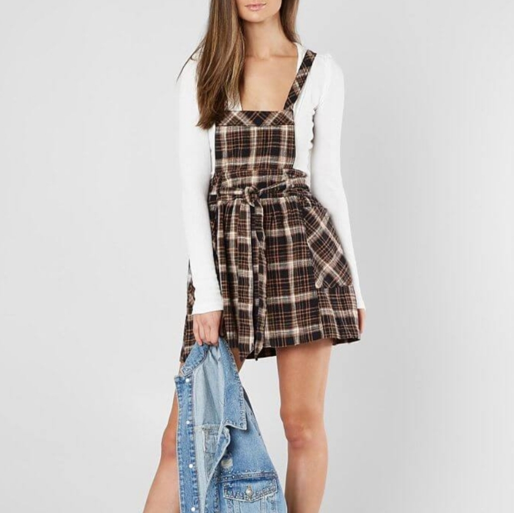 FREE PEOPLE Black Brown Clover Jumper Mini Dress